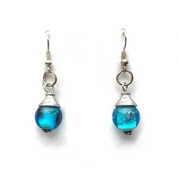 Lot of 5 pair of earrings, blue turquoise silver gold black - Picture 6 of 11